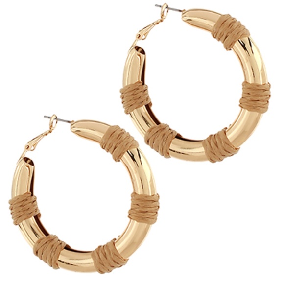 Bold & Wrapped Raffia Station Hoops - Picture 4 of 8